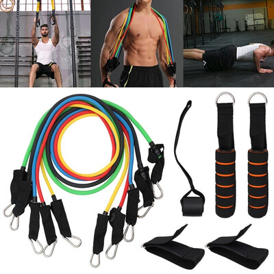 

11PCS Elastic Fitness Resistance Bands Yoga Resistance Band Set Abs Exercise Workout Bands
