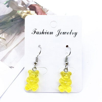 

Cute Handmade Resin Colorful Cartoon Animal Bear Unique Candy Color Earring