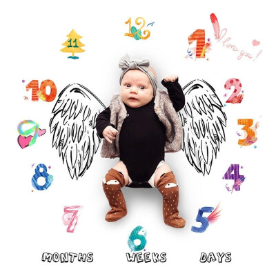 

Cute Baby Monthly Milestone Blanket Soft Plush Blanket for Photography Photo Props Blankets 100x100cm