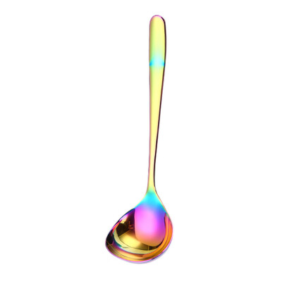 

Toponeto Colorful Handle Spoons Drink Soup Drinking Tools Flatware Kitchen Gadget BK