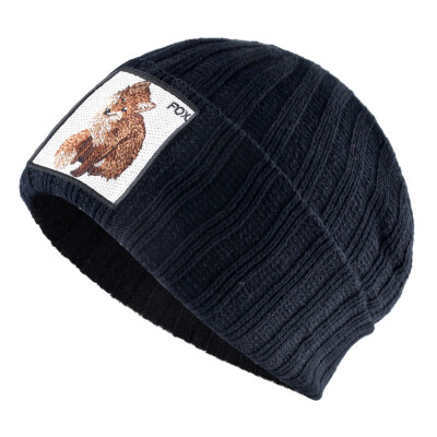 

2019 New Men Women Animal Embroidery Knitted Beanies Winter Warm Caps Soft Wool Hats