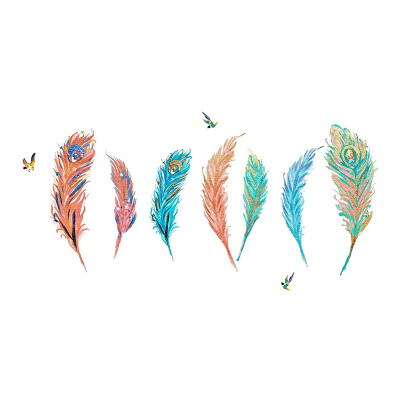 

Newest DIY Self-Adhesive Colorful Feather Wall Decor Stickers Removable Decals Transfer For Bedroom Living Room Background