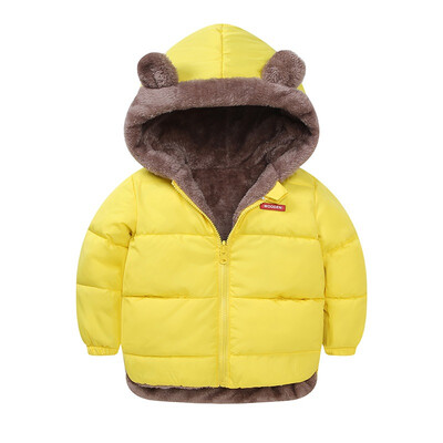 

1-6T Kids Baby Girlbaby Boy Hooded Down Jackets Casual Solid Color Windproof And Warm Thickening Childrens Down Coat