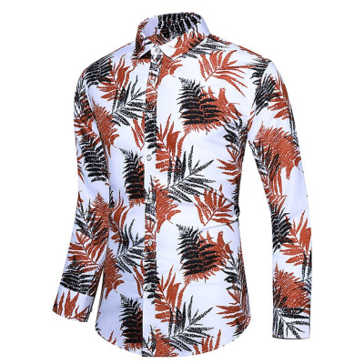 

Toponeto Men Casual Summer Printed Button Long Sleeve Hawaiian T-Shirt Top Blouse