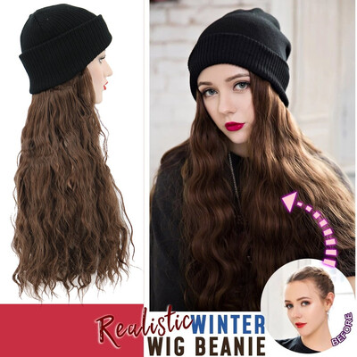 

Gobestart Long Curly Wig Cap Long Hair Baseball Cap Ball Caps Casual Hat With Wig Brown