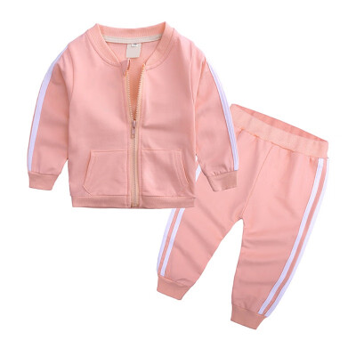 

Autumn Baby Boy Girl Long Sleeve Stripe Print Sweatshirt CoatPants Trouser Costume Set