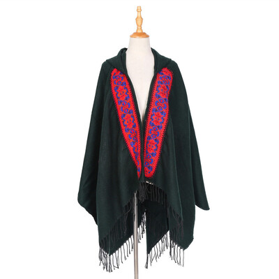 

Tailored Womens Cape Wrap Sweater Cape Coat Open Front Blanket Shawls&Wraps With Hat