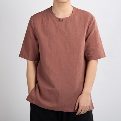 

Toponeto Mens Summer Casual Pure Color Cotton Linen Short Sleeve T-Shirts Top Blouse