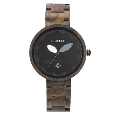 

BEWELL ZS-W152A Women Wood Watch Round Quartz Movement Vintage Casual Analog Wrist Watch