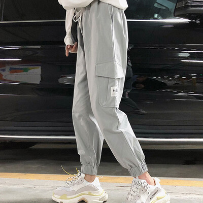 

Women Casual Loose High-Elastic Sports Side Pocket Harajuku Sport Feet Tooling Pants