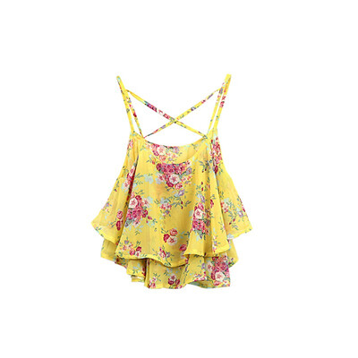 

Women Shirts Tanks Top Summer Clothing Spaghetti Strap Floral Print Shirt Vest Sexy Tanks Tops