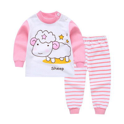 

Autumn Newborn Long-Sleeved Clothes Set Baby Boy Girl Shoulder Buckle Long-Sleeved Underwear Pajamas Sports Two-Piece Suit