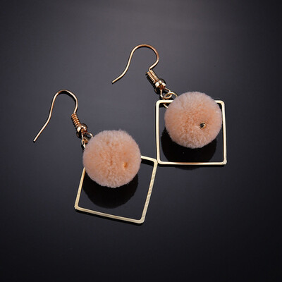 

New Fashion Style Coming Geometric Green Hair Ball Drop Earrings for Women Hollow Balls Short Dangle Earrings