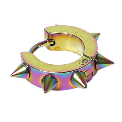 

New Style Fashion Korean Rock Punk Gothic Men Medical Stainless Steel Taper Hoop Spike Stud Earrings