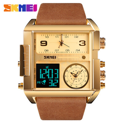

SKMEI New Men Fashion Watches Sports Military Watches Leather Quartz Waterproof Digital Wristwatches Male Clock 1391