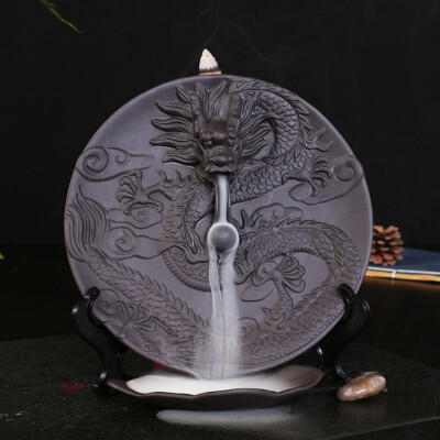 

Ceramic Dragon Burner Incense Stick Burner With Cones For Smoke Backflow Like Water Streaming Down Lotus Art Craft Home Decor