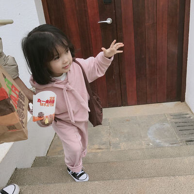 

Hooded Long Sleeve T shirt Solid TopsPants Solid Color Clothes Sets Korean Version Child Toddler Kids Girls Outfits Clothes c