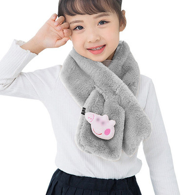 

Winter Cute Scarf Children Girls Plush Fur Scarf Cartoon Decor Collar Shawl Neck Warmer