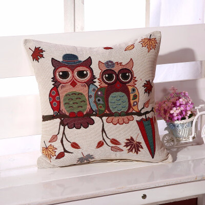 

bveteeOwl Cotton Cushion Covers Sofa Cushion Cases Cotton Linen Cushion Decorative Pillows Pillow Cover CoussinNo Inner