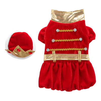 

Pet Halloween Cosplay Costume Funny Princes Outfits Set 2-legged Coat And Hat For Dogs Red Blue