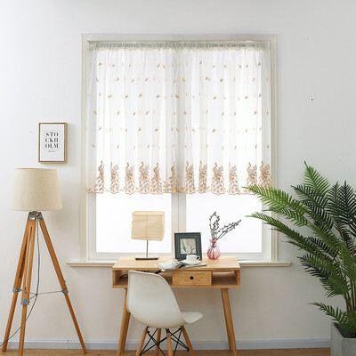 

Gobestart Leaves Sheer Curtain Tulle Window Treatment Voile Drape Valance 1 Panel Fabric