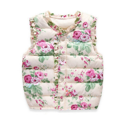 

Autumn winter Girls Vests Childrens Clothing Baby Girls hooded Waistcoat European style Print girls Vest Outerwear