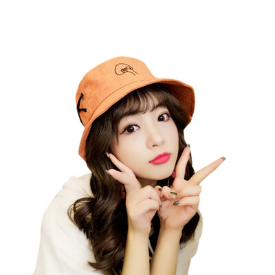 

2019 Cap Women Fresh Style Casual Lace up Comfy Cartoon Letter Folding Sunscreen Bucket Hat casquette gorras sombrero mujer