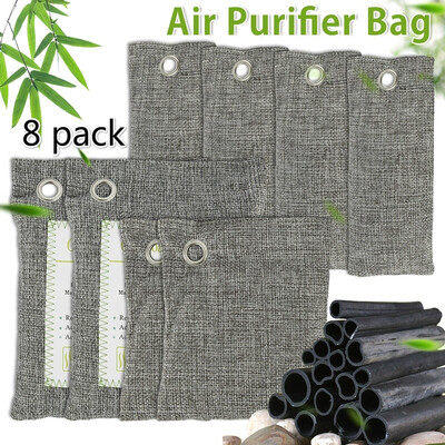 

8Pack Bamboo Charcoal Air Purifying Bags Activated Charcoal Odor Absorber Natural