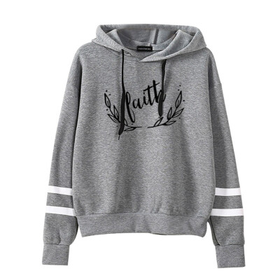 

Autumn Women Fashion Casual Faith Printed Hoodie Long Sleeve Hooded Sweatshirt Loose Pullover Tops