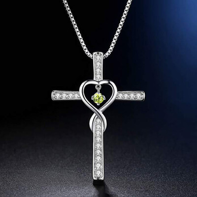 

Infinity Love God Cross CZ Pendant Necklace with Birthstone Birthday Gifts Jewelry for Women Girls