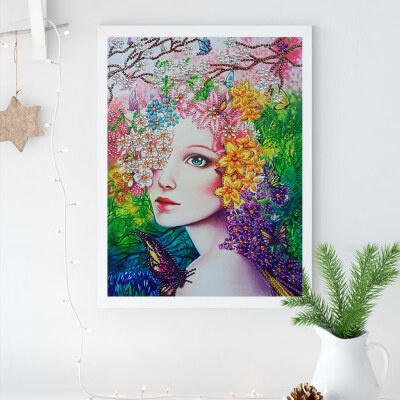 

Partial Area Beautiful Girl 30 x 40cm 5D DIY Special Shape Diamond Painting For Home Adults Kids Rhinestone Pasted Craft