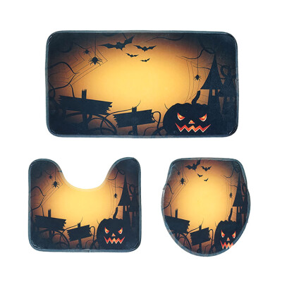 

〖Follure〗Halloween Pumpkin Series Toilet Floor Mat Exquisite Print Three-Piece Toilet Mat