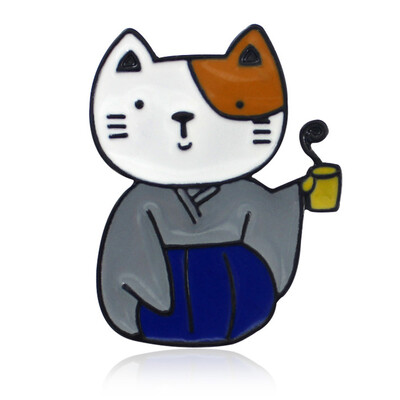 

1Pc Cat Brooch Enamal Pins Couple Badge Sister Brooches Japanese Jewelry
