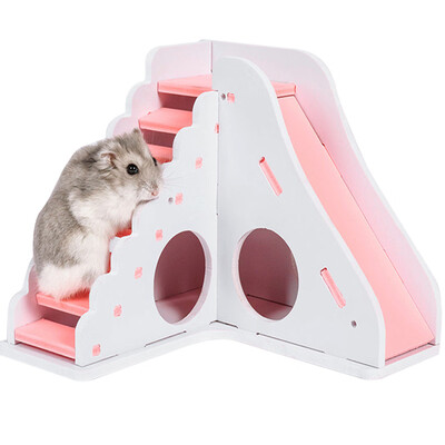 

Gobestart Small Pet Toy Entertainment Game House Color Hamster Wooden Toy Ladder Sport