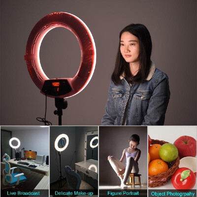 

FD-480II 177" 45cm 96W Dimmable Bi-color 3200-5500K Macro LED Video Ring Light Lamp w LCD Display Make-up Mirror Smartphone Hol