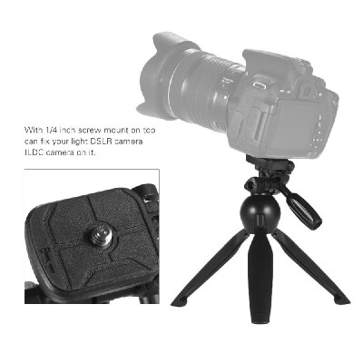 

YUNTENG VCT-2280 Multi-function Mini Tabletop Tripod Live Streaming Tripod Microphone Holder with 14 Inch Screw for DSLR ILDC Cam