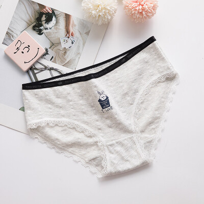 

Womens cute cotton print underwear Girl cotton mid-rise waist Japanese literary breathable hip briefs Girls comfortable briefs