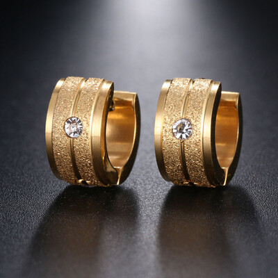 

Stainless Steel Scrub Stud Zircon Earring For Women GoldSilver Color Jewelry Free Shipping