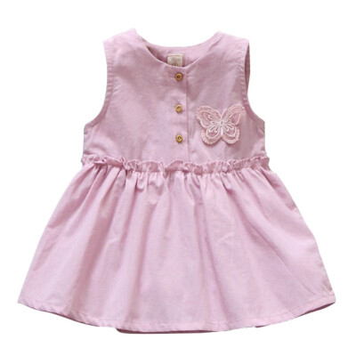 

Baby Girl Clothes Summer Sleeveless Butterfly Dress For Girl Newborn Baby Dress Cotton Cute Pink Girl Dress