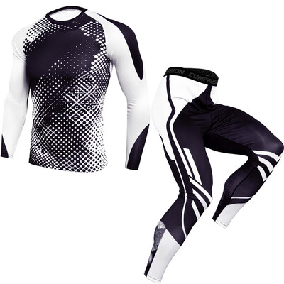 

Toponeto Mens Elastic Fitness Long Sleeve Fast Drying Tops Long Pants Sports Tight Suit