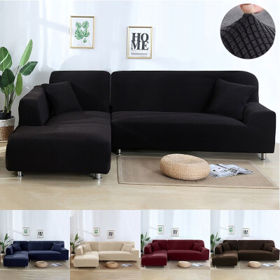 

Shape Stretch Sofa Cover Solid Color Sectional Corner Sofa Slipcovers Anti-Slip Furniture Protector