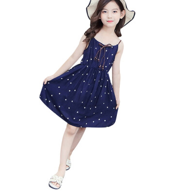 

Summer 5-9Y Children Girls Cotton Sleeveless Dress Casual Fashion Floral Printing Sling Comfortable 4 Kinds Princess Dress