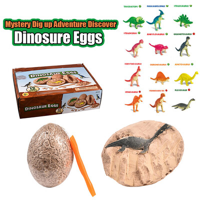 

Siaonvr 12 Packs Mystery Excavation Adventure Discover Dig-up Dinosure Eggs Toy