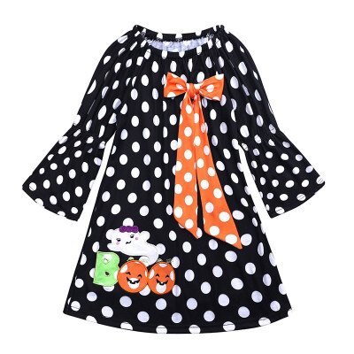 

Halloween Kids Girls Casual Long Sleeve Dress With Bow Design Costume Baby Children Cosplay Party Costume Dresses