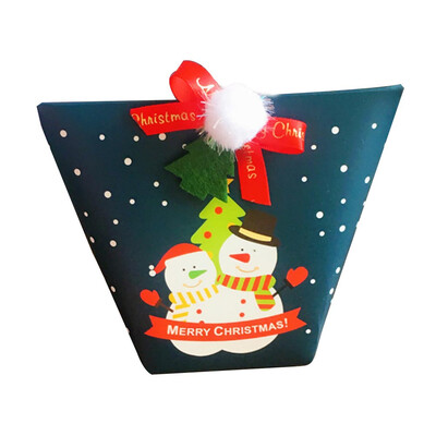 

Christmas Paper Gift Candy Box Christmas Tree Cartoon Trapezoidal Bag Carrier Series Gift Packing Xmas Present Cookies Boxes