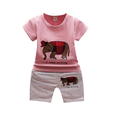 

Summer Casual Boy Clothes Set Children Elephant Pattern T-Shirt Pant Kids Toddler Clothes Outfit Set