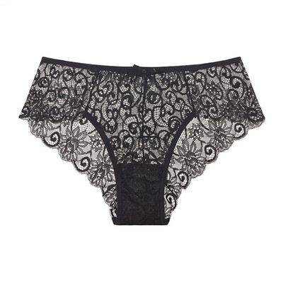 

Sexy Mid-rise Transparent Ladies Lace Briefs Women Underwear Lingeries Thong Briefs Bow Breathable Underpants