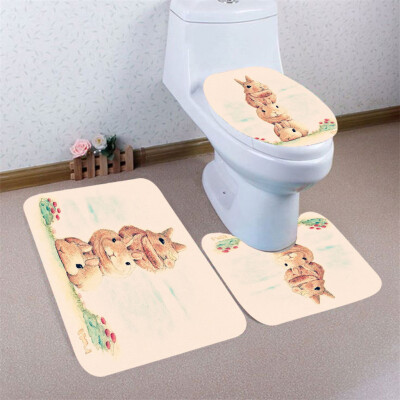 

Gobestart 3pcs Colorful Pattern Non-Slip Bath Mat Bathroom Kitchen Carpet Doormats Decor