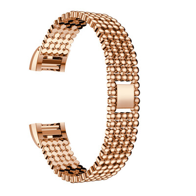 

〖Follure〗Steel Bead Style Bracelet Smart Watch Band Strap For Fitbit Charge 2 2016 BK