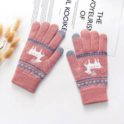 

New Touch Screen Winter Gloves Plus Fleece Warm Gloves Women Men Warm Knit Gloves Deer Gloves Lovely Gloves